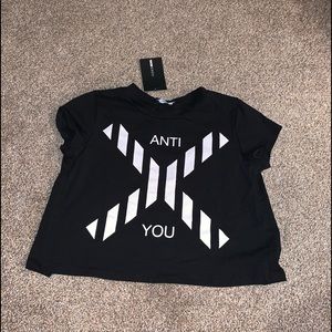 NWT Black and white open back crop top